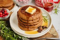 Gingerbread Pancakes with Warm Molasses Syrup