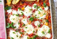 Sheet Pan Italian Baked Eggs with Tomatoes and Herbs