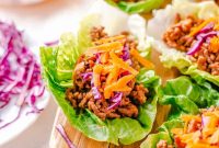 Ground Beef Lettuce Wraps with Hoisin Lime Sauce
