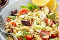 Greek Orzo Salad with Feta, Cucumber & Lemon Dressing