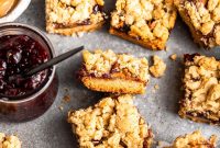 PB&J Shortbread Bars — Peanut Butter and Jelly Cookie Squares