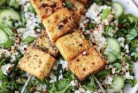 Peanut Satay Tofu Skewers with Savory Coconut Sauce