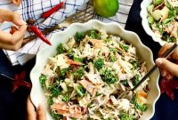 Roasted Chicken Salad with Swede and Raw Broccolini