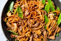 Beef Noodle Stir-Fry with Garlic and Sesame Sauce