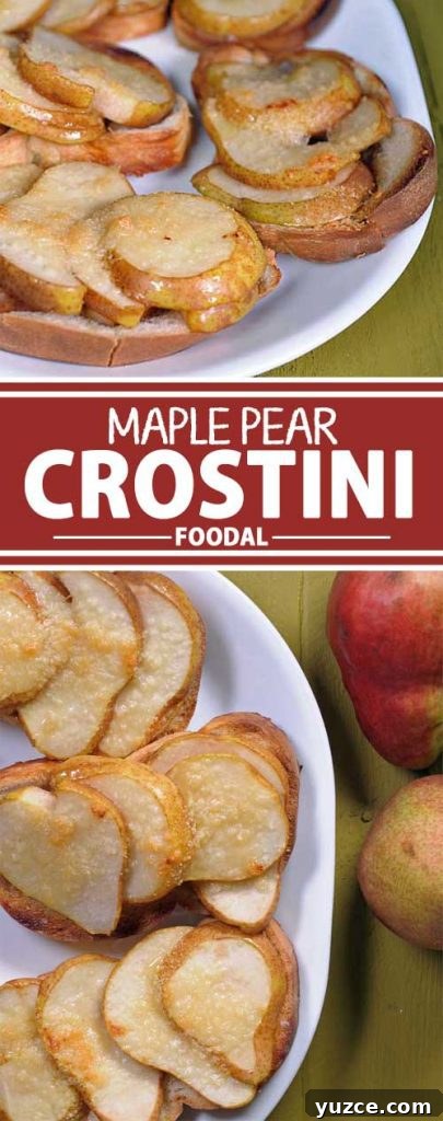 Maple Pear Crostini: Quick Fall Appetizer with Warm Flavor 10 Looking for a quick and easy breakfast or brunch that has all the flavors of autumn? If so, be sure to check out this super yummy maple pear crostini recipe. Have an easy dessert-like meal or snack on the table in 20 minutes or less.