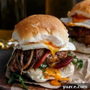 Drunken Aussie Beef Burgers on plate