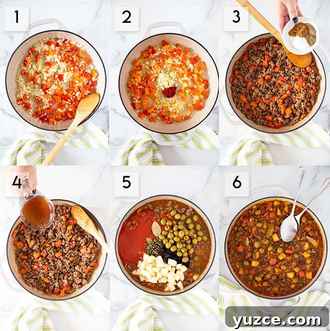 Authentic Cuban Picadillo Recipe with Sofrito and Raisins 5 Step by step photos on how to make this Cuban Picadillo recipe.