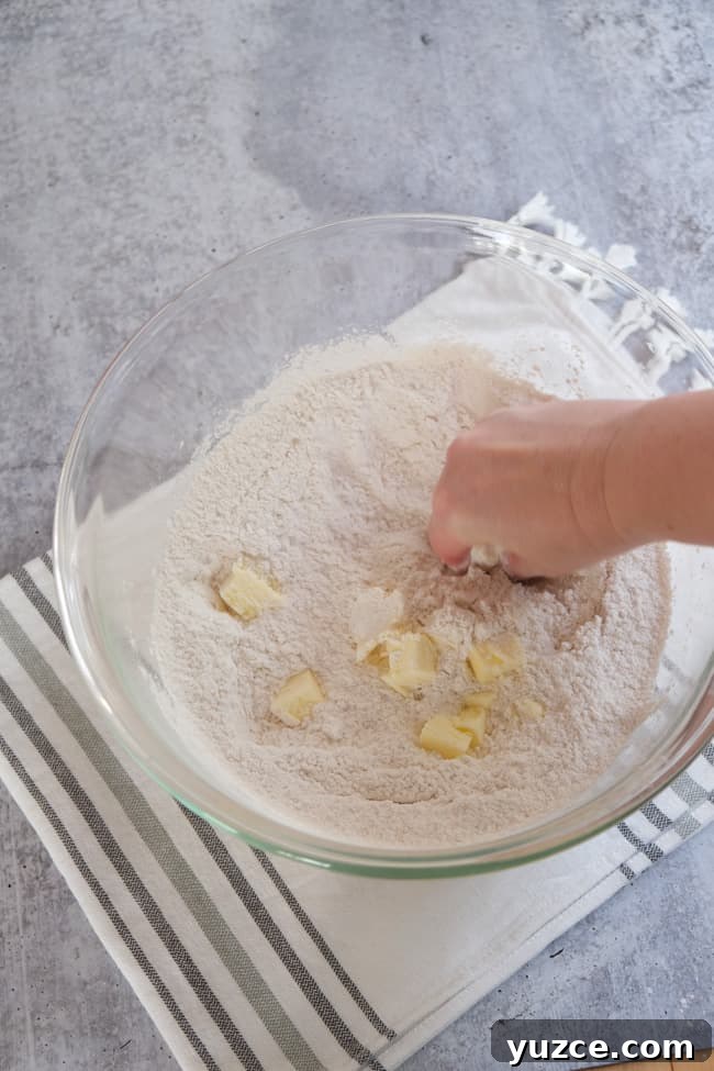German Apfelkuchen: Classic Apple Custard Cake Recipe 10 rub butter into flour