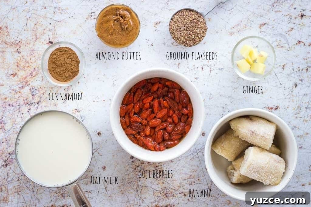 Goji Berry Smoothie ingredients