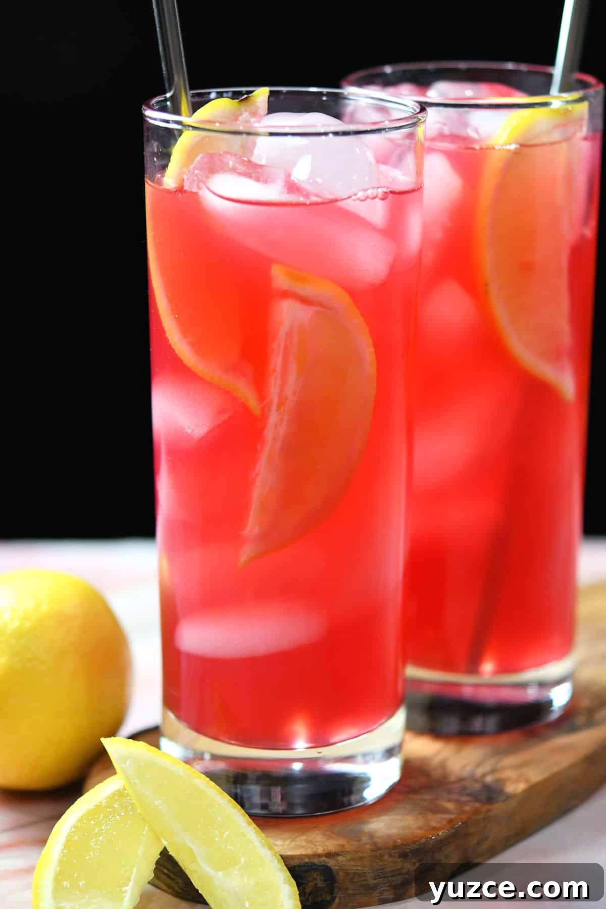 Classic Virgin Margarita Recipe: Refreshing Alcohol-Free Cocktail 5 closeup of tall glass of hibiscus lemonade