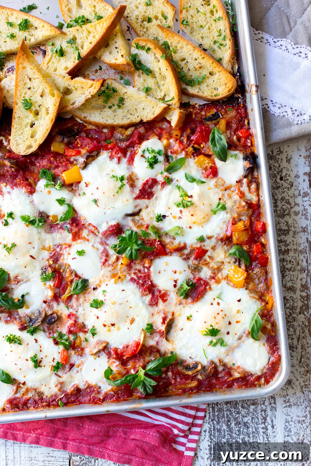 Sheet Pan Italian Baked Eggs with Tomatoes and Herbs 10 Sheet Pan Italian Baked Eggs with fresh herbs