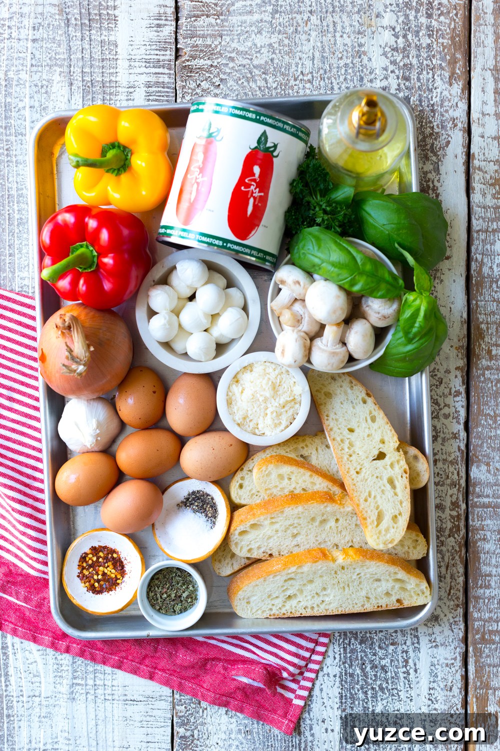 Sheet Pan Italian Baked Eggs with Tomatoes and Herbs 3 Sheet Pan Italian Baked Eggs ingredients