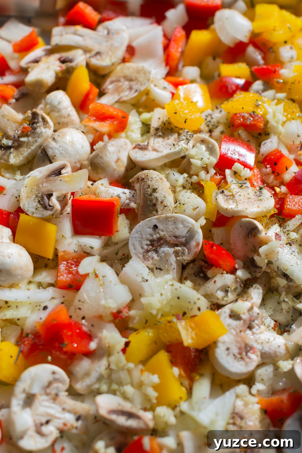 Sheet Pan Italian Baked Eggs with Tomatoes and Herbs 4 Sheet Pan Italian Baked Eggs chopped veggies