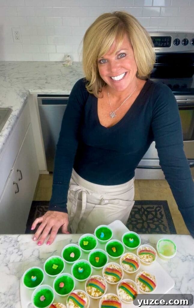 Key Lime Lucky Charms Jello Shots Recipe 3 Jennifer with a tray of yellow shots