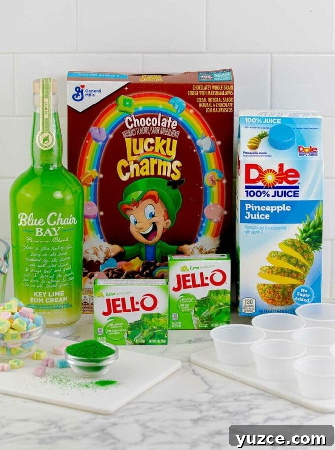Key Lime Lucky Charms Jello Shots Recipe 4 ingredients for Key Lime Lucky Charms Jello Shots