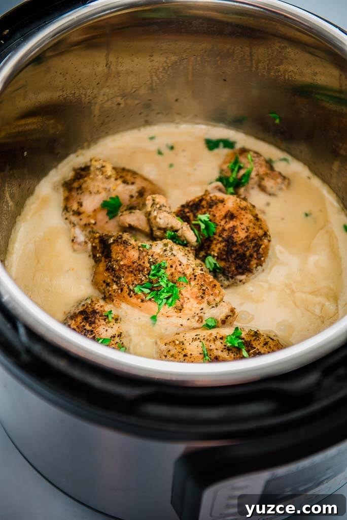 Lemon Garlic Instant Pot Chicken Thighs with Creamy Sauce 3 instant pot full of chicken thighs with lemon sauce