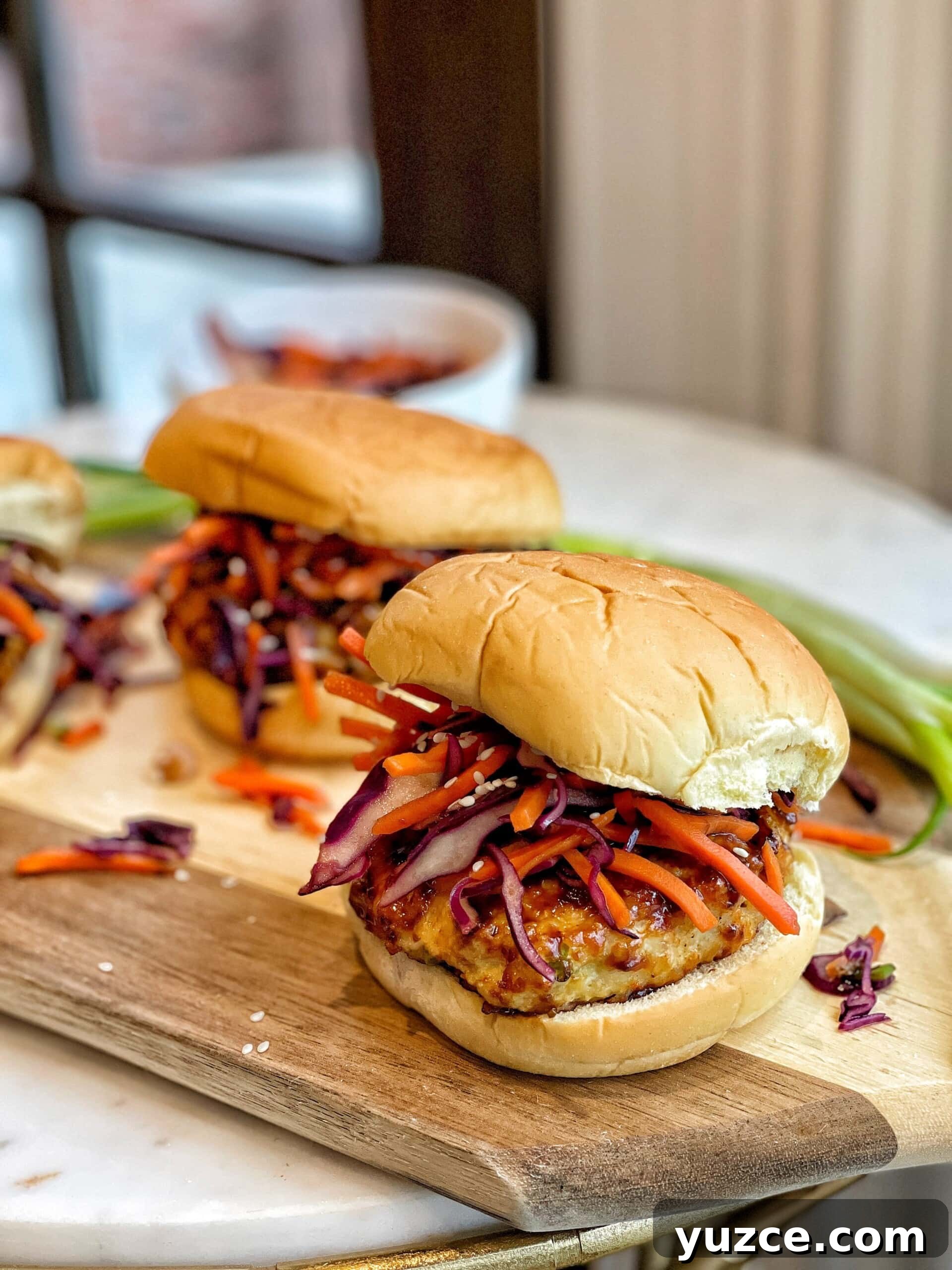 Air-Fried Asian Glazed Chicken Burgers with Crunchy Slaw 15 air fried chicken burgers