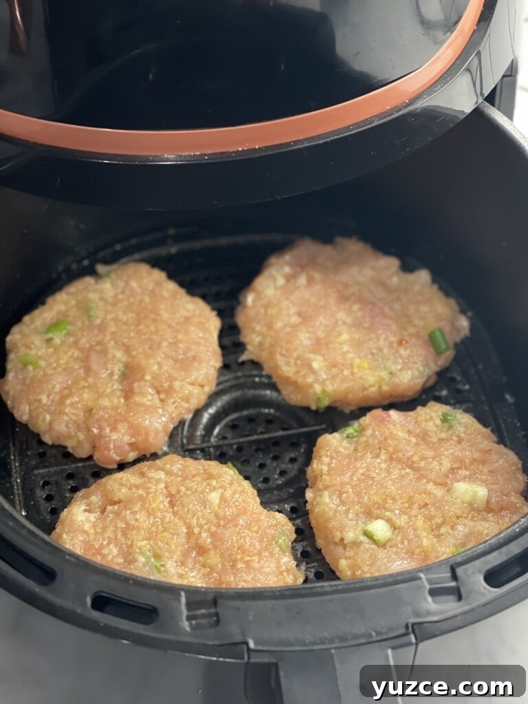 air fried chicken burgers