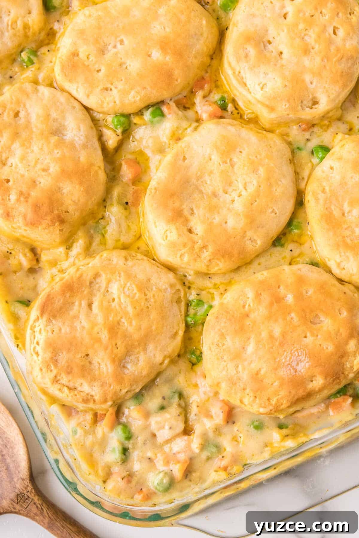 Chicken Pot Pie Casserole Topped with Golden Biscuits 2 Easy chicken pot pie with biscuits