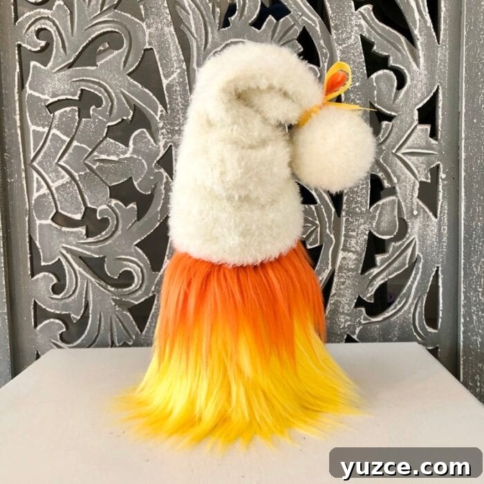 Halloween Gnome That Looks Like Candy Corn — Where to Buy One 3 Candy Corn Gnome side view