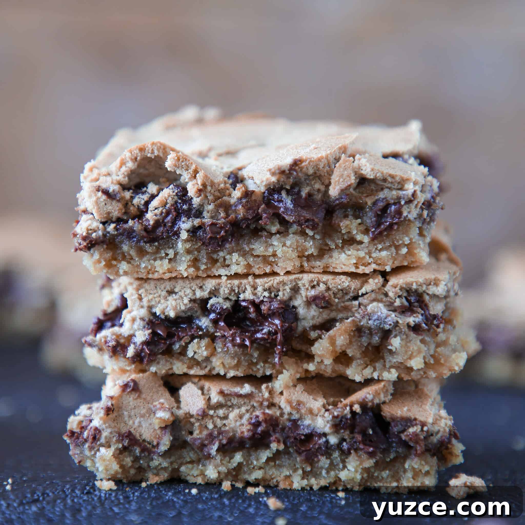 Chocolate Halfway Bars Recipe: Layered No-Bake Chocolate Treats 7 Chocolate Halfway Bars stacked wooden background