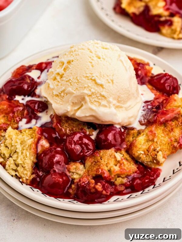 Classic Southern Sweet Potato Pie Recipe — Step-by-Step Guide 11 Golden crusted cherry dump cake on white plates topped with vanilla ice cream.