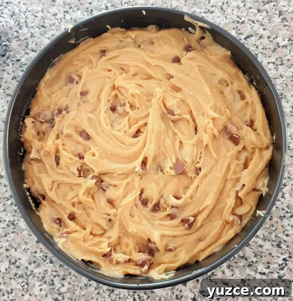 Salted Caramel Cookie Pie Recipe: Gooey, Crunchy Dessert Guide 12 Cookie dough in a cake pan.