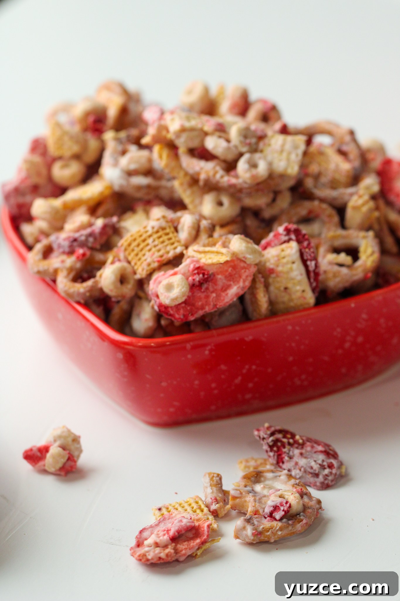 Gluten-free Dairy-free Valentine's Snack Mix - An EASY no-bake 15-minute Valentine's snack or treat. Nut-free, egg-free and allergen-friendly. Perfect for school parties and kid-approved. Super flexible recipe!