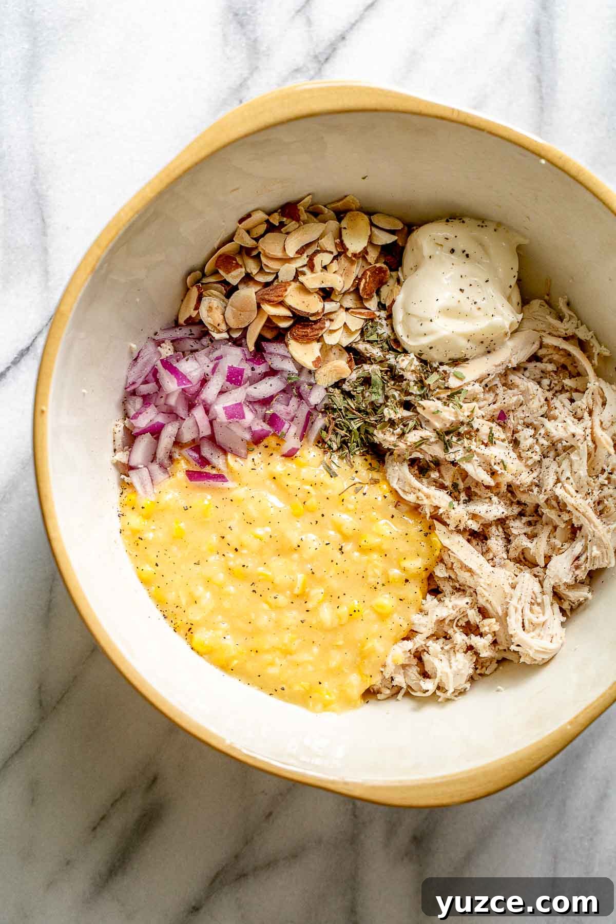 Ingredients needed to make this recipe in a bowl.