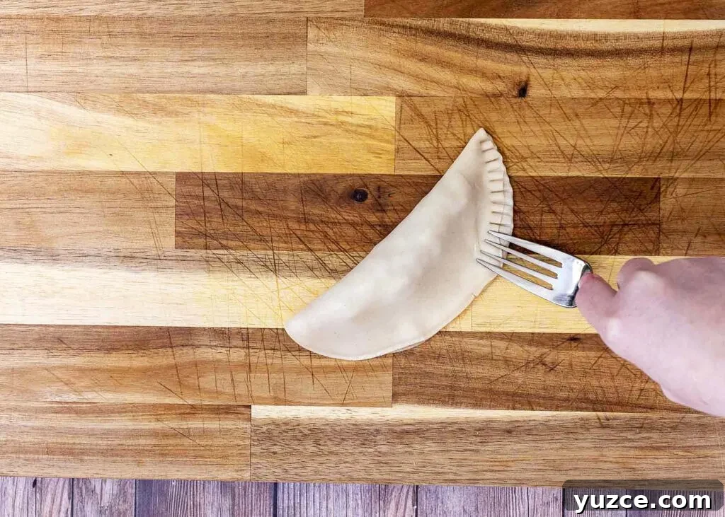 Air-Fried Apple Empanadas Recipe: Crispy Homemade Dessert 6 Seal with the tines of a fork