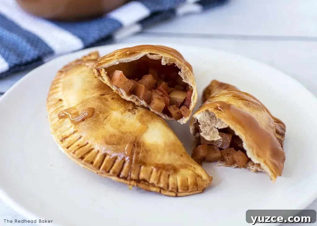 Air-Fried Apple Empanadas Recipe: Crispy Homemade Dessert 10 A close-up of an air fried empanada showing the inner apple filling.