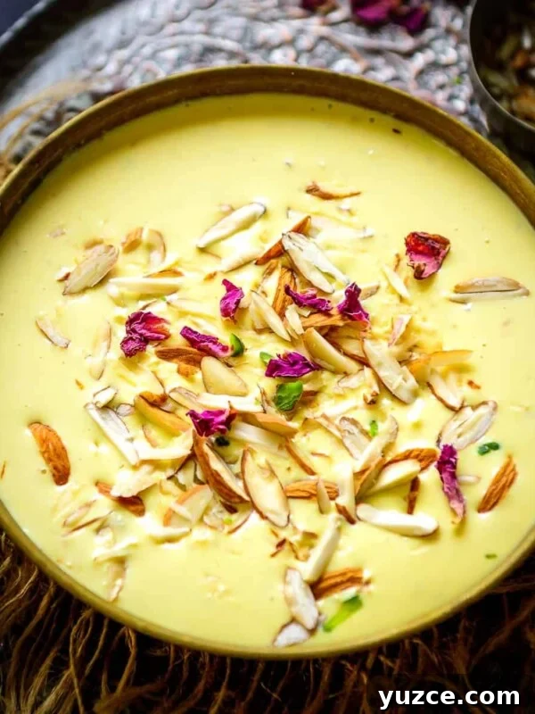 Badam Kheer (Almond Kheer) is a delicious Indian dessert where milk is cooked with almond paste and saffron.