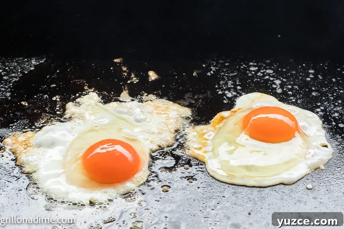 How to Make Over-Hard Eggs on a Blackstone Griddle 5 Fried eggs on the griddle