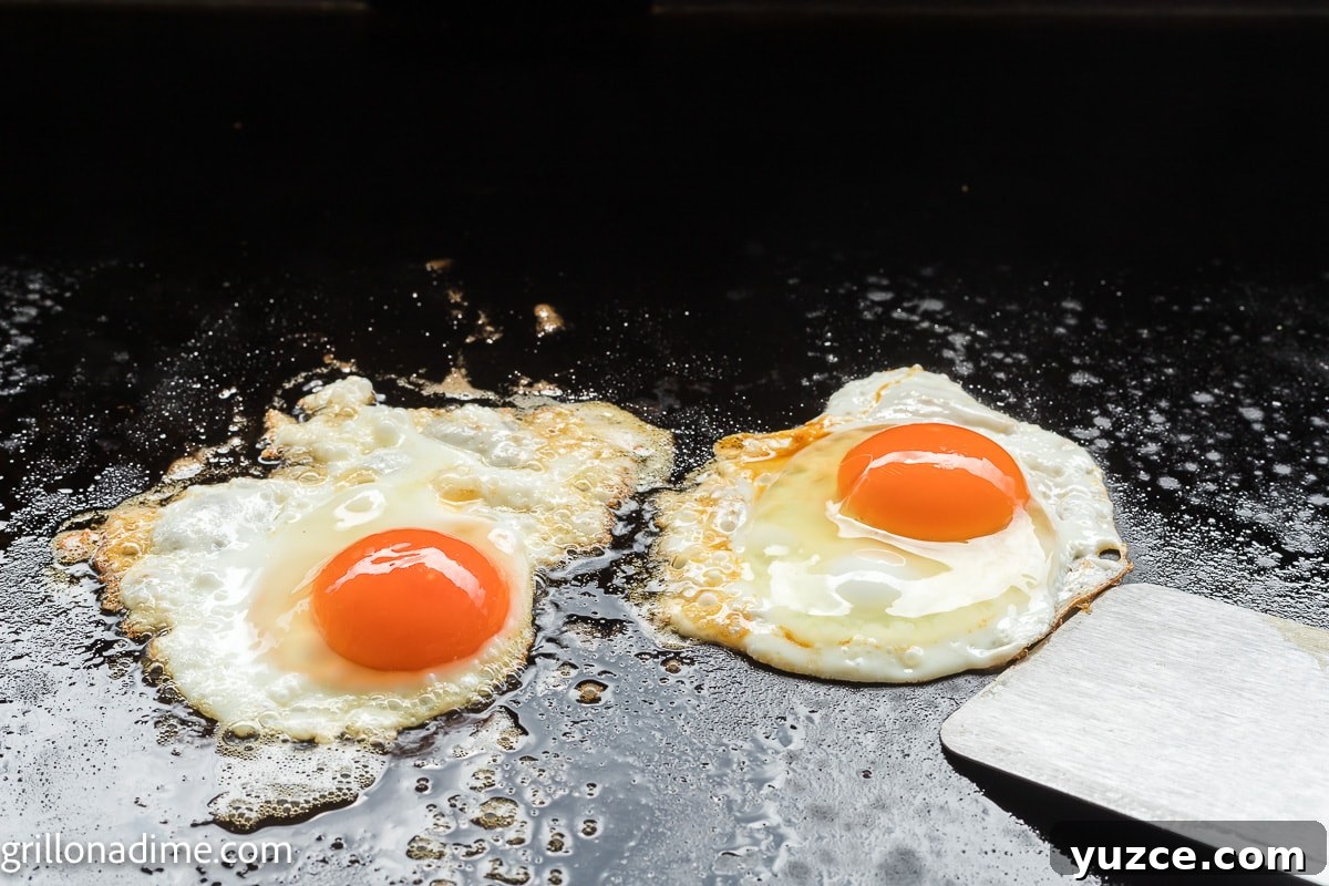 How to Make Over-Hard Eggs on a Blackstone Griddle 6 Fried eggs cooked on the griddle