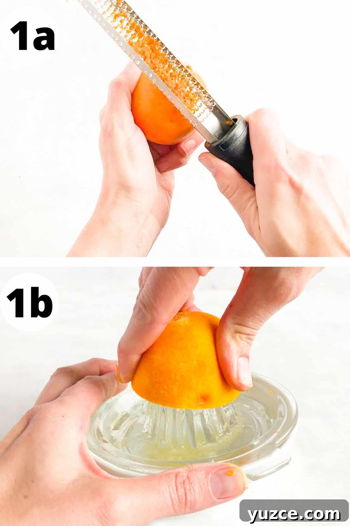 Decadent Chocolate Orange Truffle Recipe for Giftable Sweets 4 two images showing how to zest and juice orange.