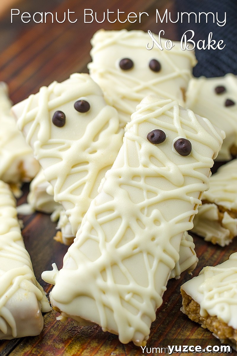 No-Bake Peanut Butter Mummy Treats for Halloween 2 Peanut Butter Mummy No Bake