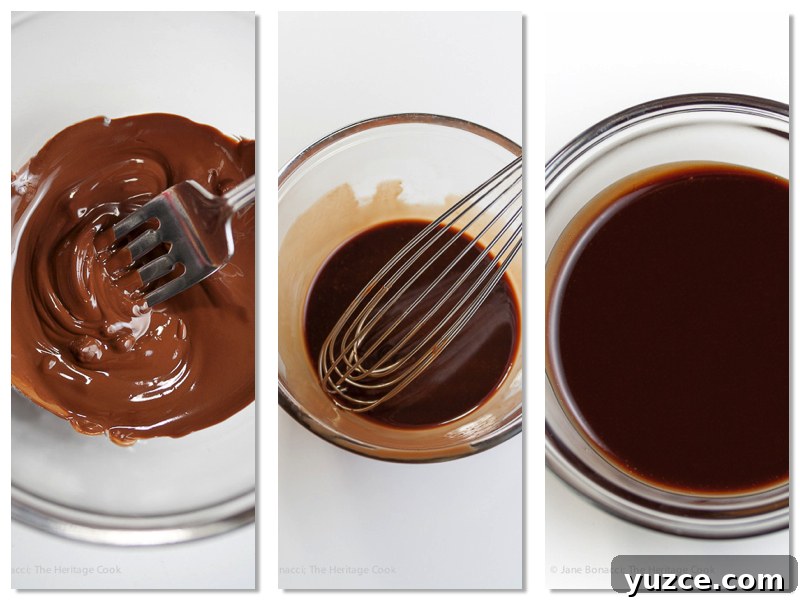 Melted chocolate; whisking the dressing; sultry chocolate vinaigrette