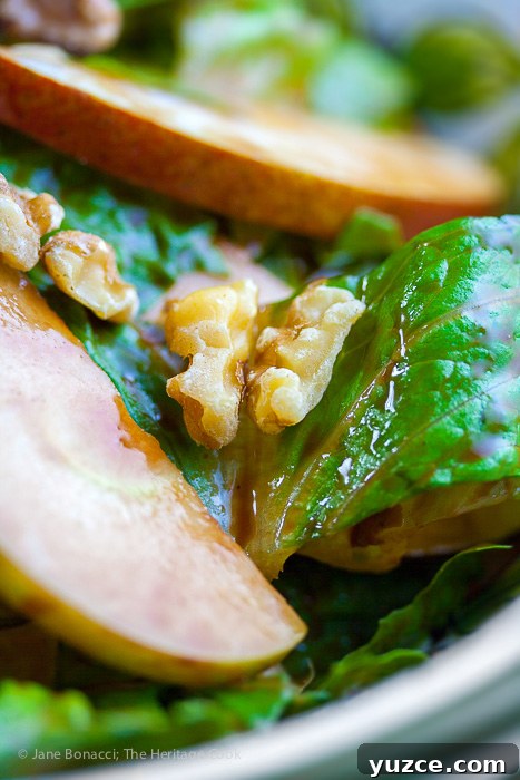 Pear and Apple Salad with Chocolate Vinaigrette — Gluten-Free Recipe 6 Close up of Pear & Apple Salad with Chocolate Vinaigrette - Happy Chocolate Monday!