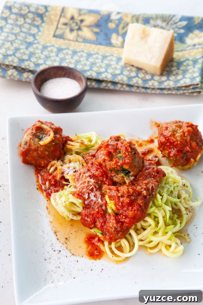 Baked Italian Meatballs with Zucchini Noodles (Zoodles) 4 Baked Italian Meatballs with Zoodles