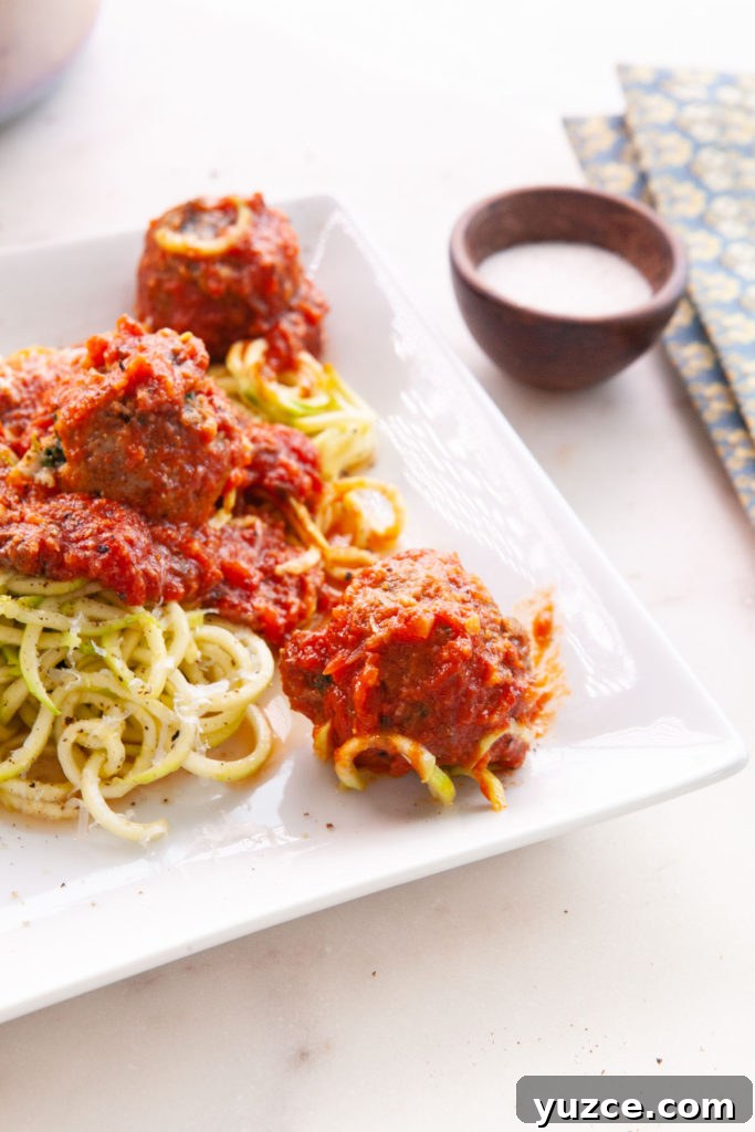 Baked Italian Meatballs with Zucchini Noodles (Zoodles) 6 Baked Italian Meatballs with Zoodles