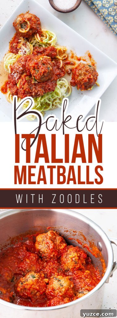 Baked Italian Meatballs with Zucchini Noodles (Zoodles) 8 Baked Italian Meatballs with Zoodles