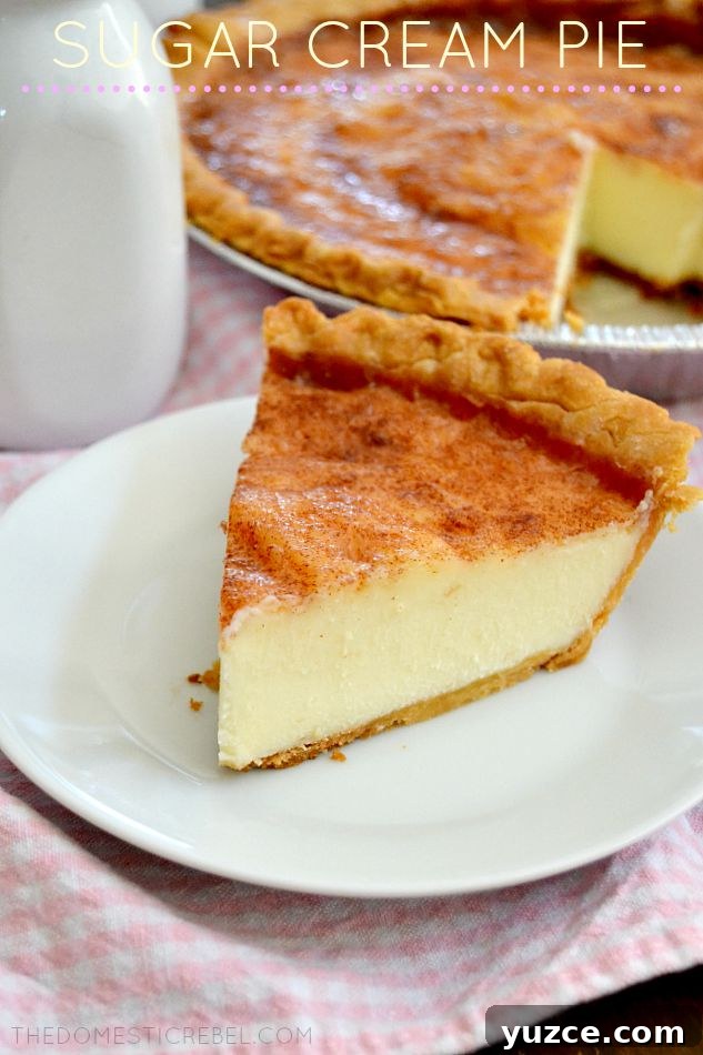 sugar cream pie slice on white plate