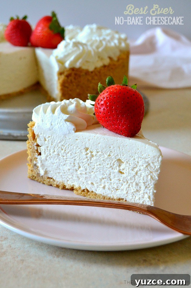 no-bake cheesecake slice on pink plate with fork
