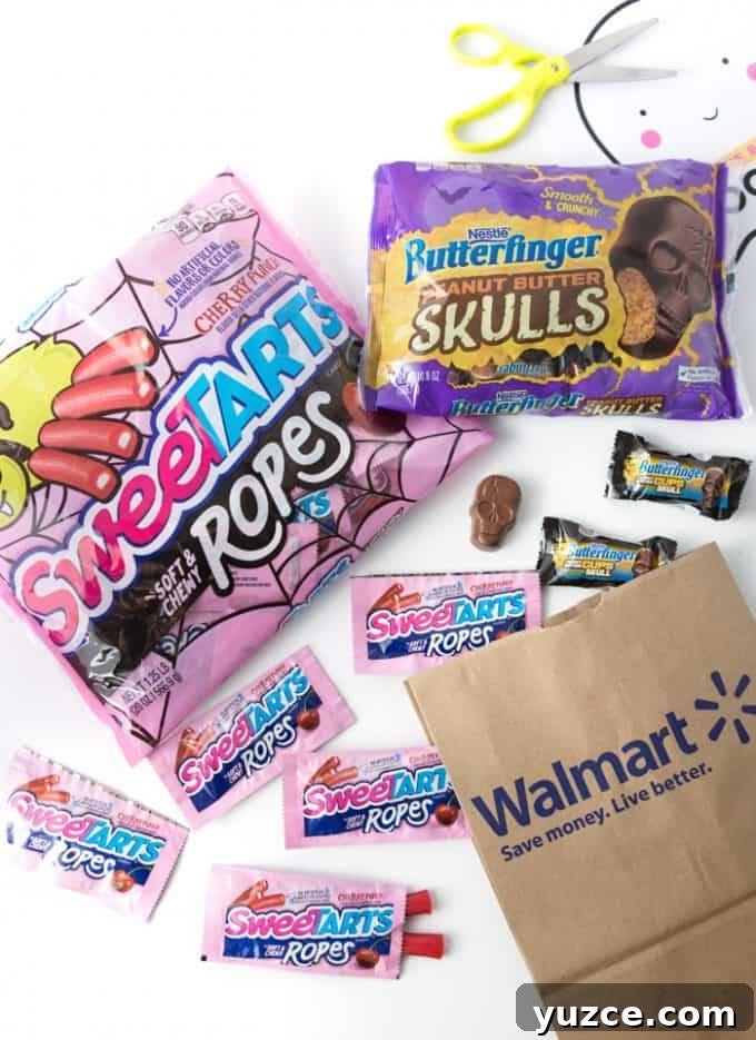 Free You've Been Booed Halloween Printables and Tags 3 Butterfingers Skulls and Sweetart Ropes