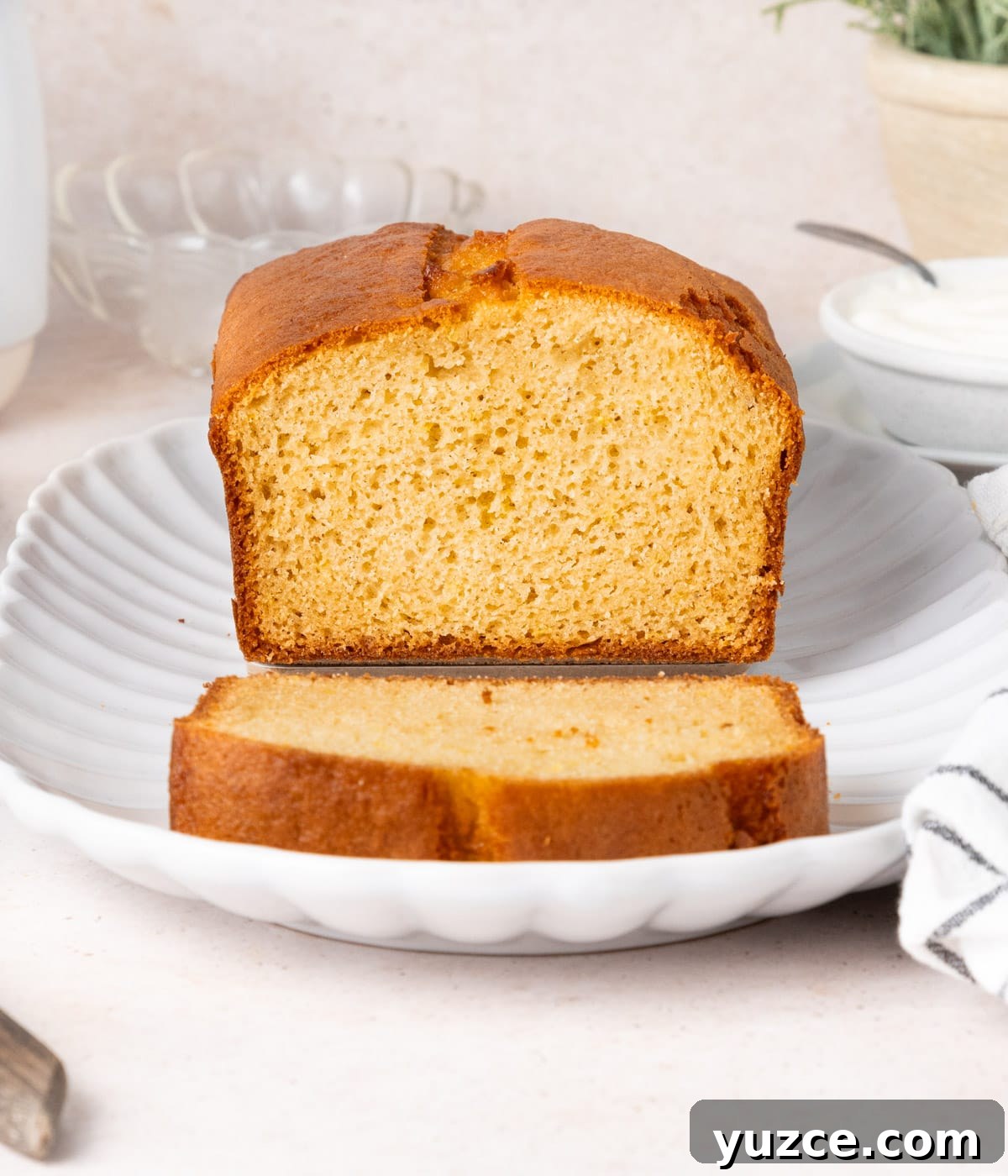 Classic French Yogurt Cake (Gâteau au Yaourt) Recipe 7 Crumb shot of the cake.