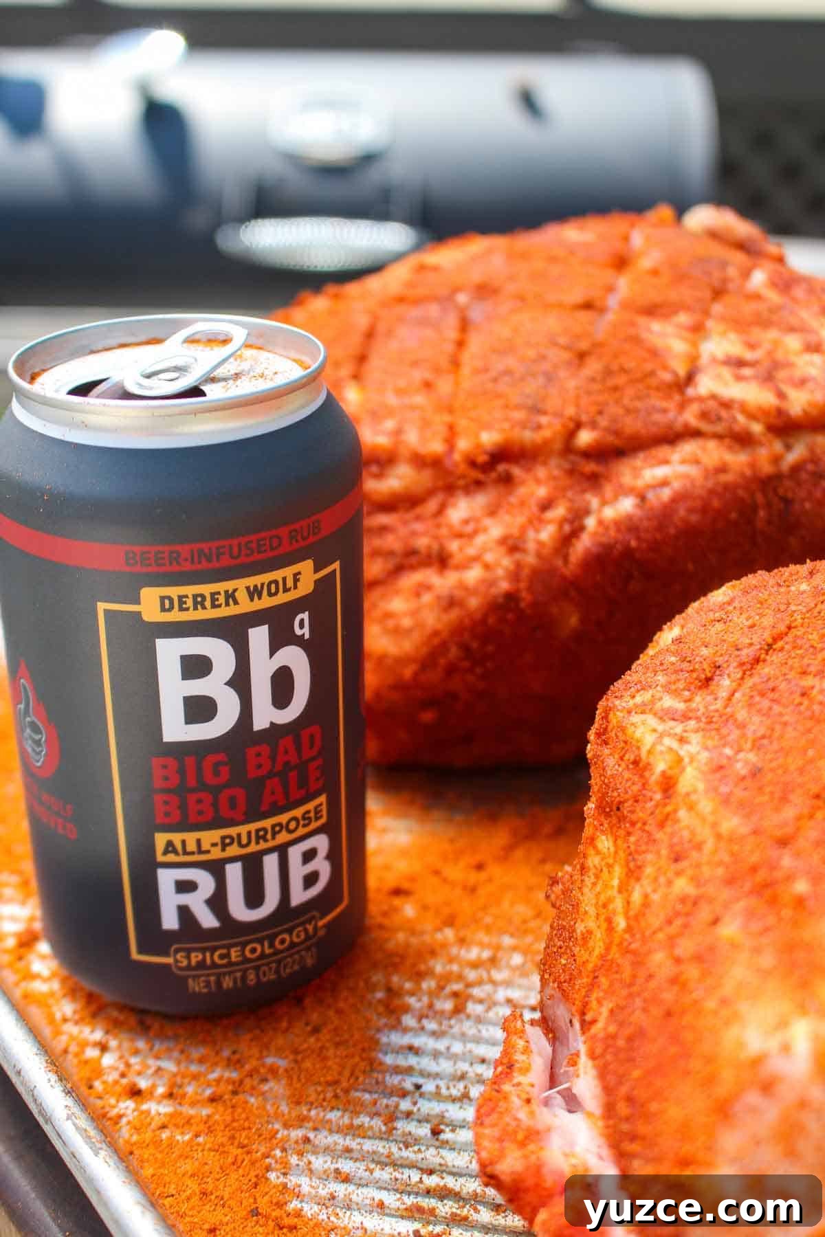 Smoky Pulled Pork BBQ Sandwich Recipe for Juicy Flavor 3 Big Bad BBQ Ale seasoning on the pork butts for the Pulled Pork BBQ Sandwiches.