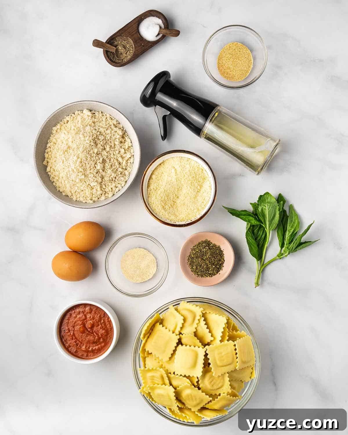 Crispy Air Fryer Ravioli: Quick Homemade Fried Dumplings 3 Ingredients needed to make air fryer ravioli.