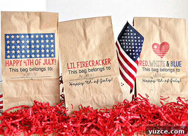 Printable Patriotic Lunch Bag Templates for 4th of July Parties 3 Printable Patriotic Lunch Bags - download and print on lunch bags for the 4th of July! Can be used for lunch/dinner or treats.