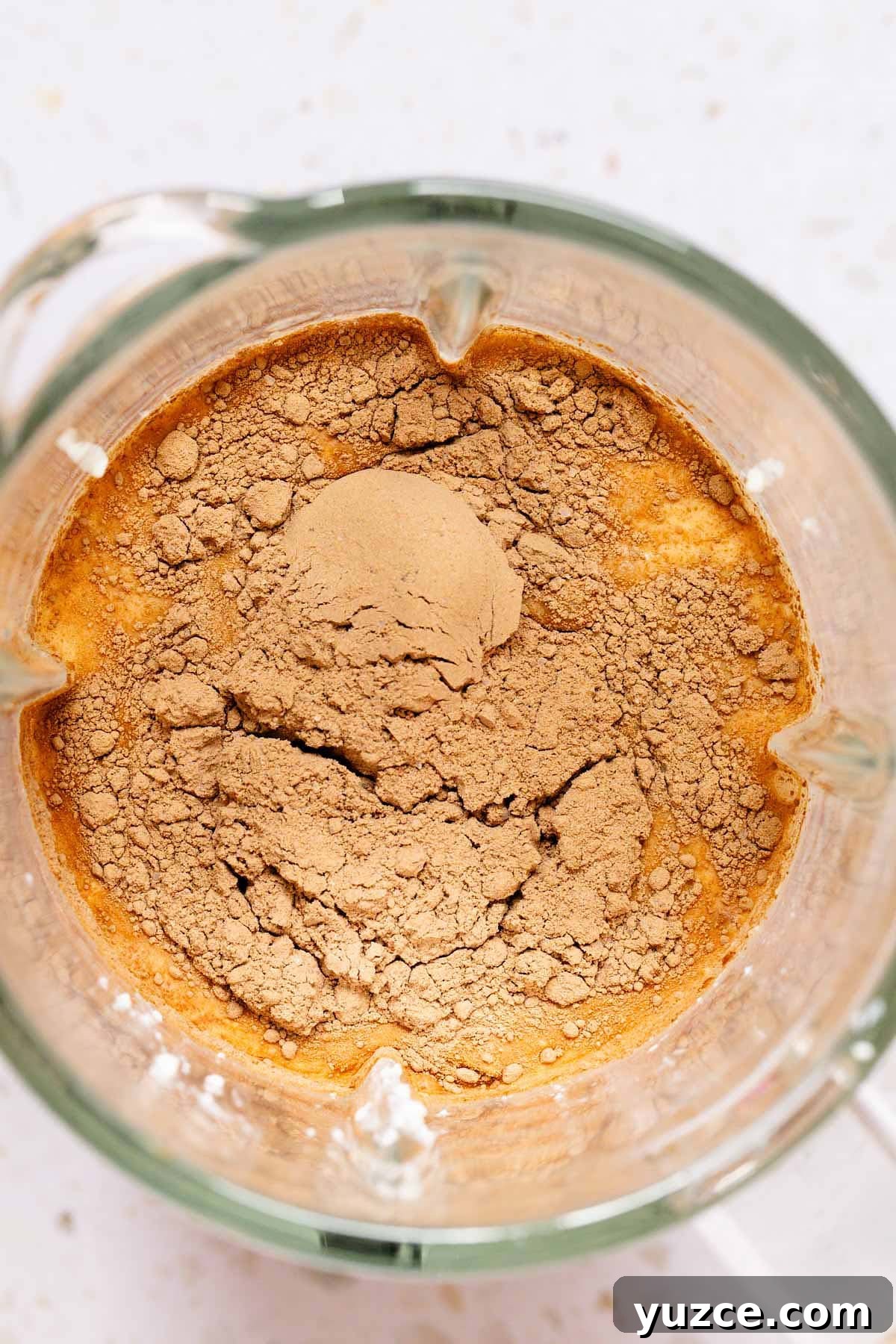 Chocolate Protein Ice Cream Made in the Ninja Creami 3 Ice cream ingredients in blender