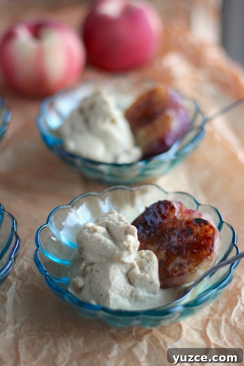 Grilled Peaches with Cinnamon Ice Cream (AIP-Friendly) 9 Grilled Peaches with Cinnamon Spice Ice Cream - juicy, warm grilled peaches are topped with a scoop of creamy, cinnamon spice coconut milk ice cream!